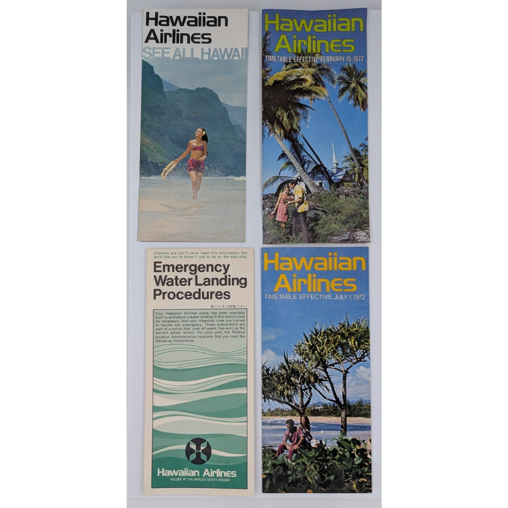 Vintage Hawaiian Airlines Brochure Booklet Assorted Lot Of 4